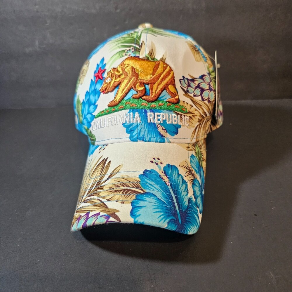 NWT California Republic Hawaiian Floral Bear Hat Adjustable Baseball Cap
